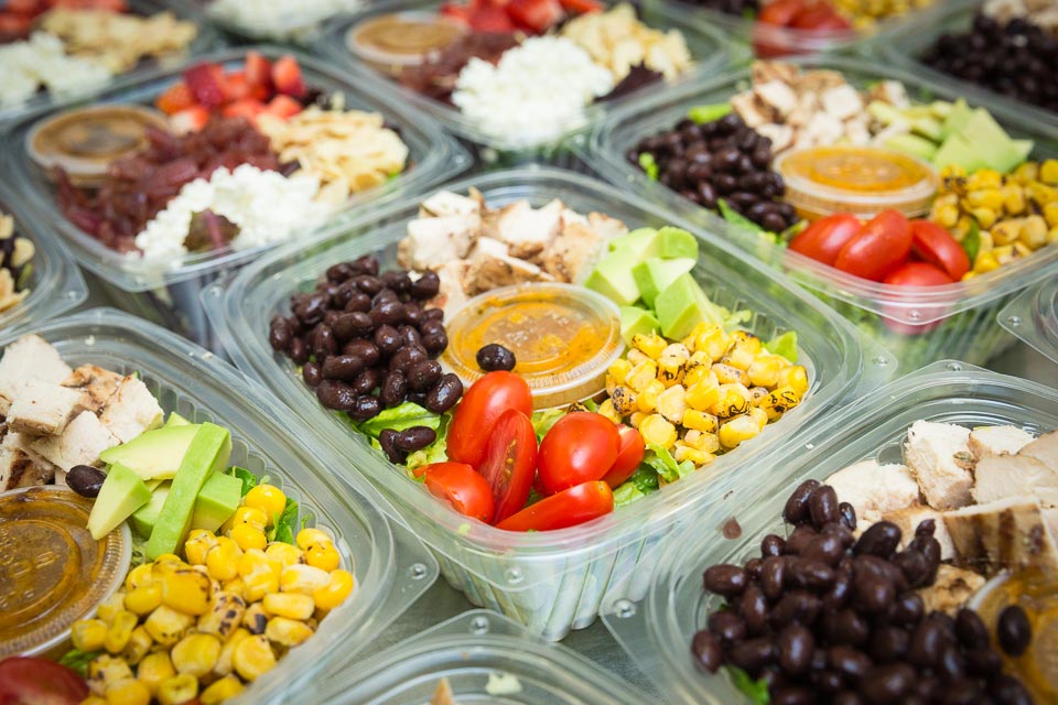 fresh salad being prepared