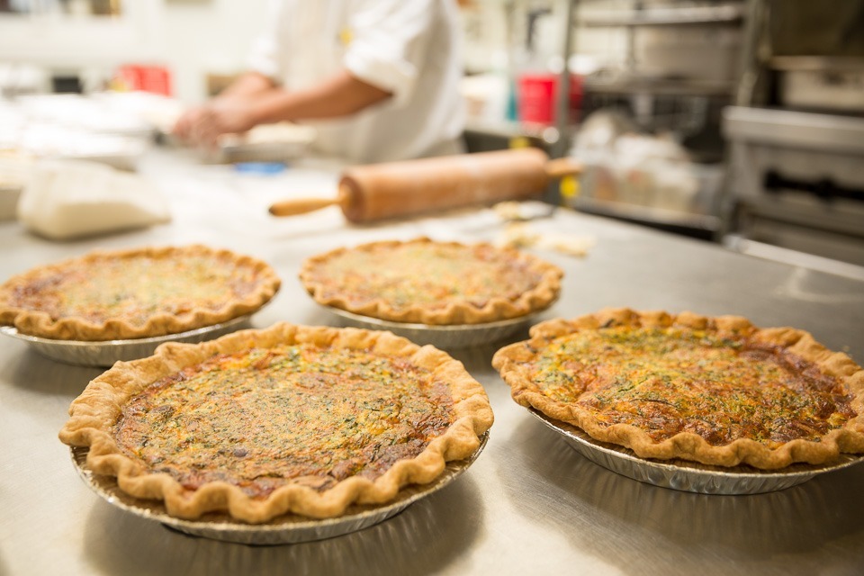 quiches being prepared