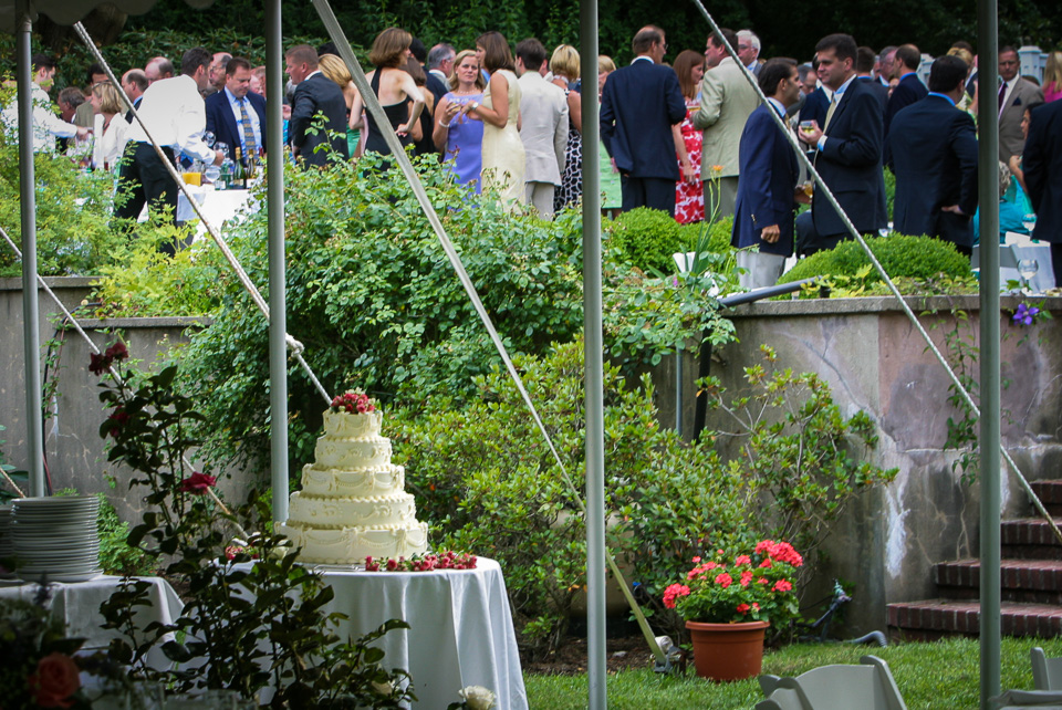 wedding cake under tent